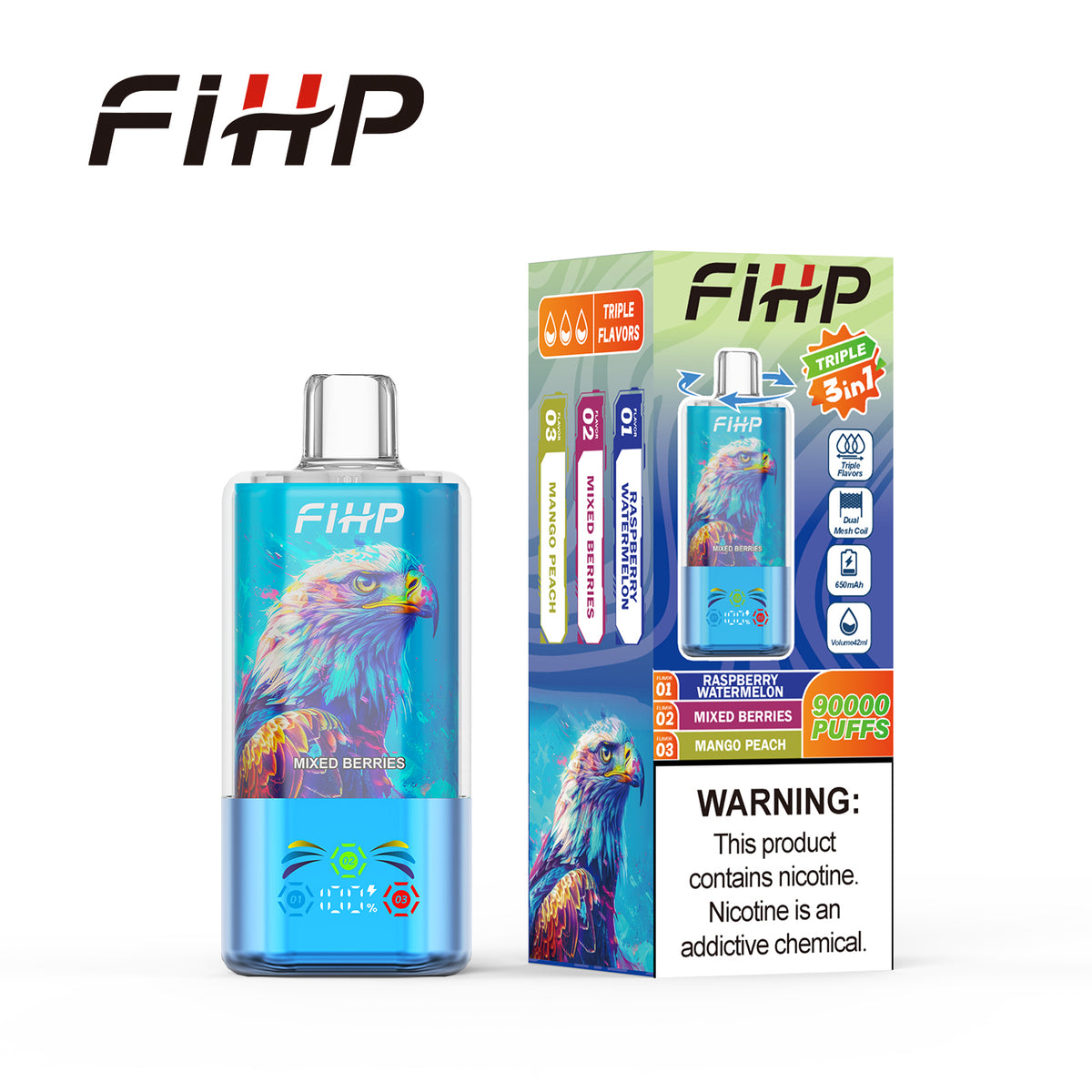✨FIHP90K Jednorazová elektronická cigareta, tri príchute v jednej (90 000 potiahnutí)