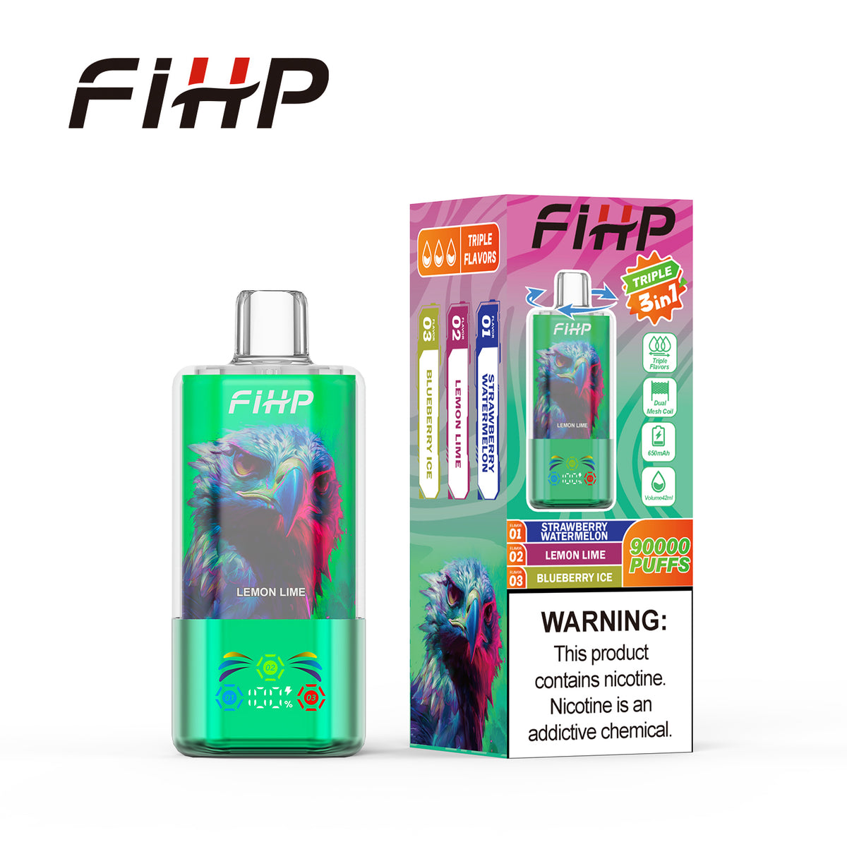 ✨FIHP90K Jednorazová elektronická cigareta, tri príchute v jednej (90 000 potiahnutí)