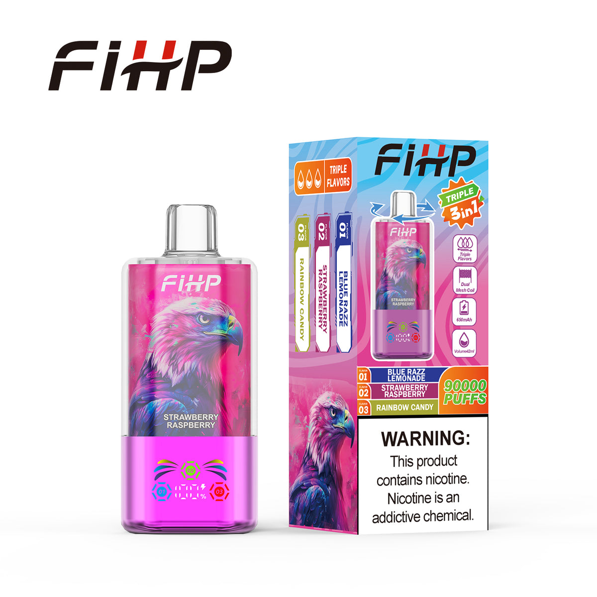 ✨FIHP90K Jednorazová elektronická cigareta, tri príchute v jednej (90 000 potiahnutí)
