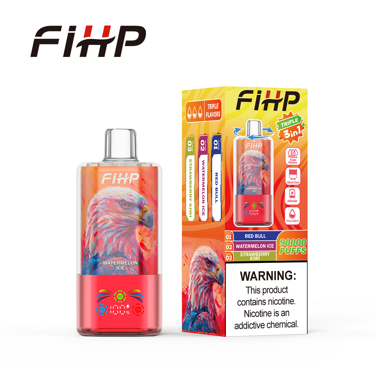 ✨FIHP90K Jednorazová elektronická cigareta, tri príchute v jednej (90 000 potiahnutí)