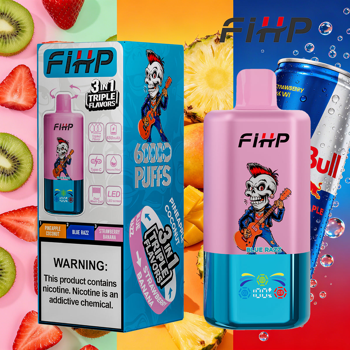 ✨FIHP60K Jednorazová elektronická cigareta, 3 príchute v jednej (60 000 potiahnutí)