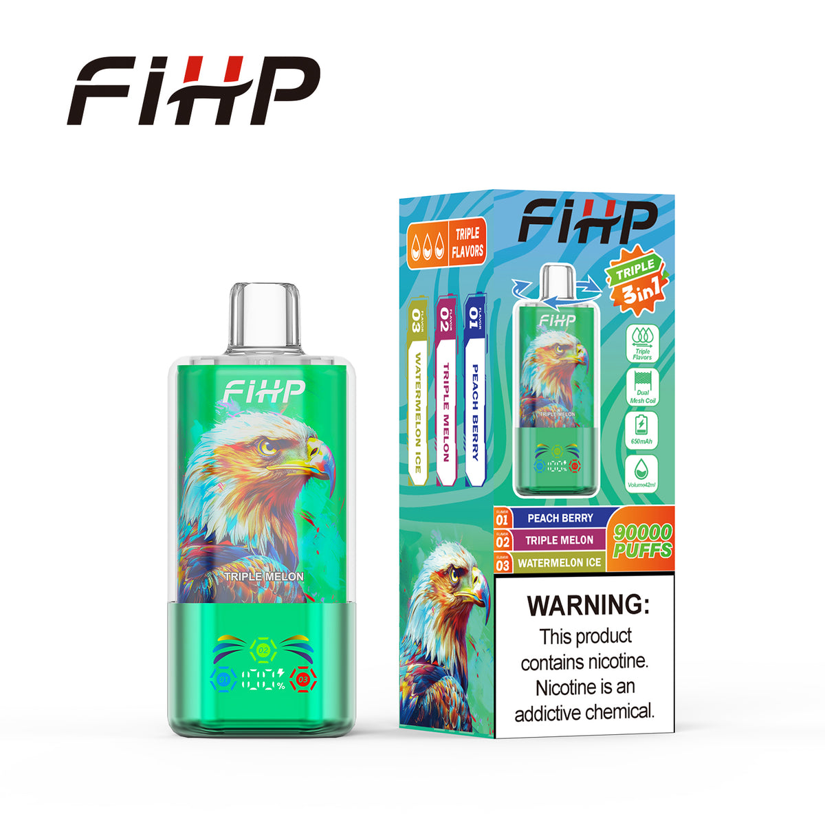 ✨FIHP90K Jednorazová elektronická cigareta, tri príchute v jednej (90 000 potiahnutí)