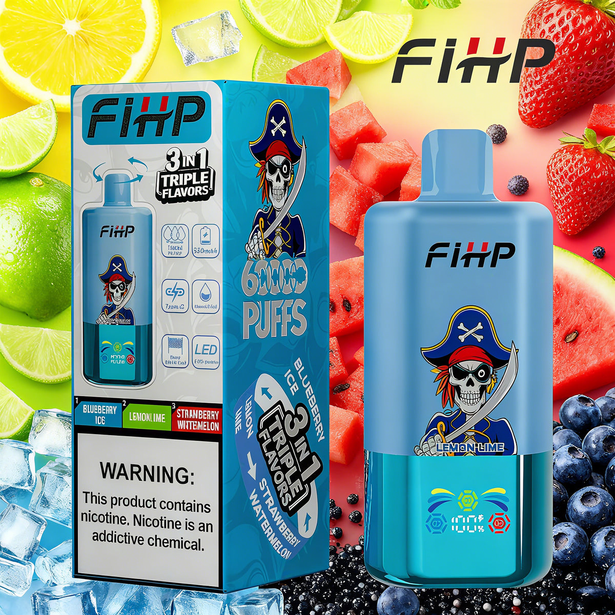✨FIHP60K Jednorazová elektronická cigareta, 3 príchute v jednej (60 000 potiahnutí)