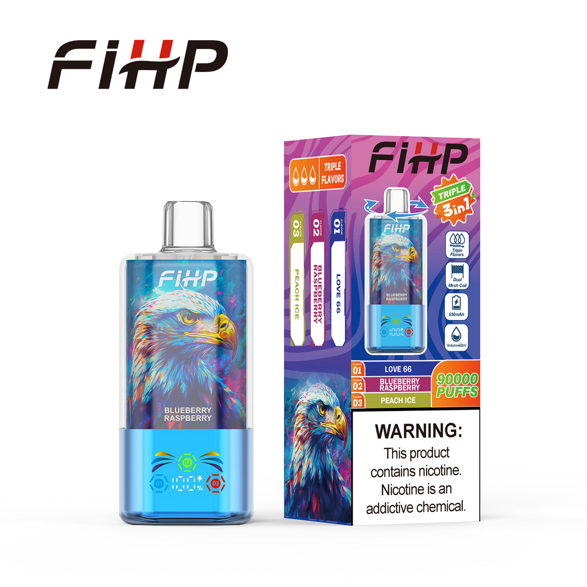 ✨FIHP90K Jednorazová elektronická cigareta, tri príchute v jednej (90 000 potiahnutí)
