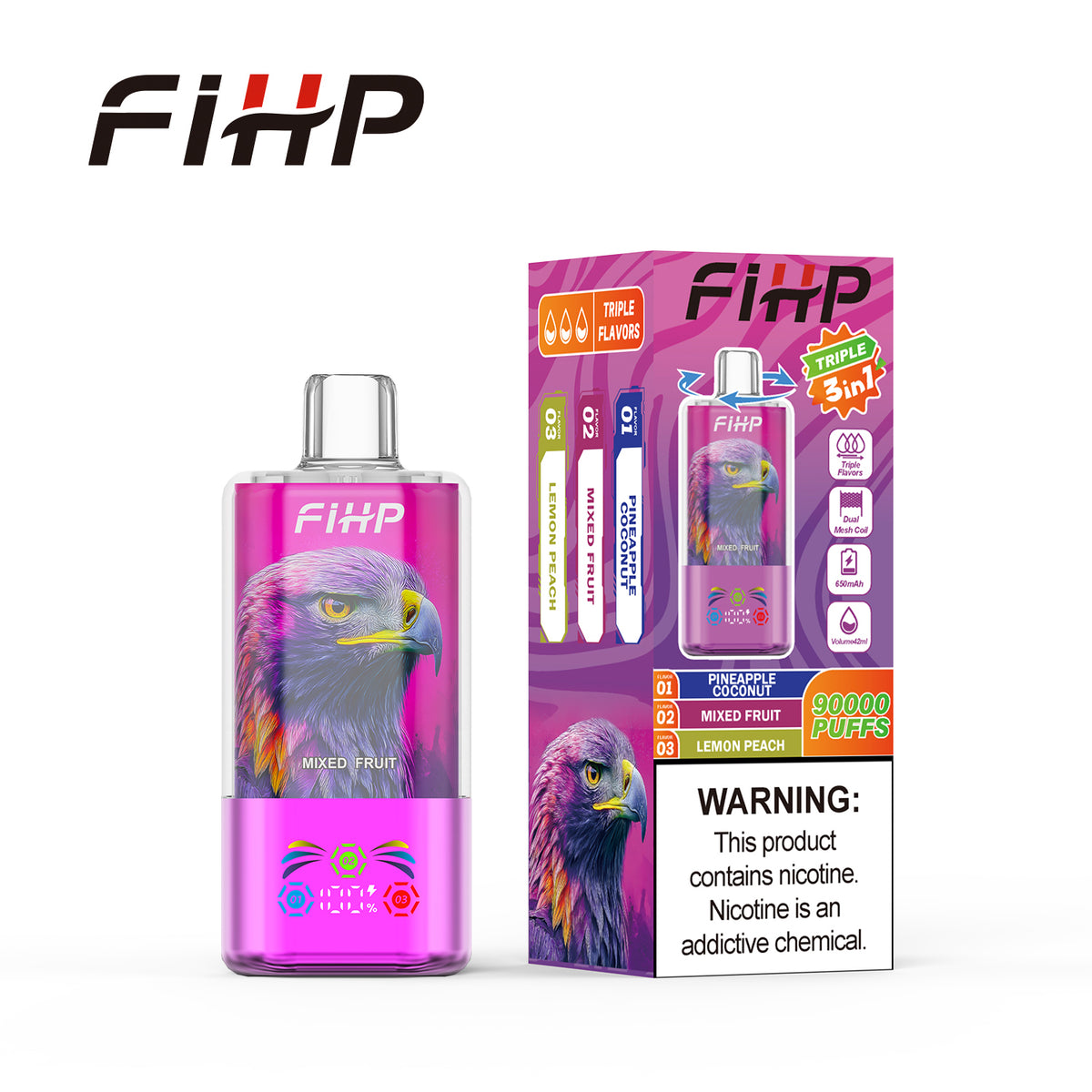 ✨FIHP90K Jednorazová elektronická cigareta, tri príchute v jednej (90 000 potiahnutí)
